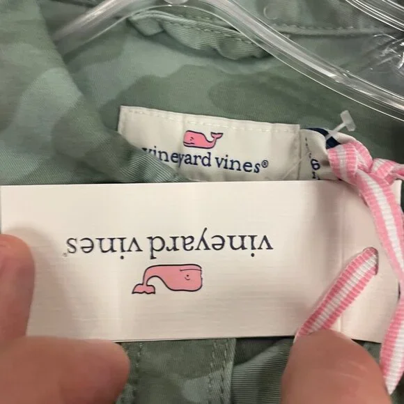 Vineyard Vines Womens Camouflage Shirt Dress Short Sleeve Green Size 6 New - Picture 8 of 9